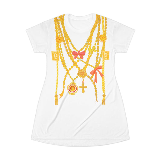 Vestido tipo camiseta “Joyas de la Pollera” (AOP)