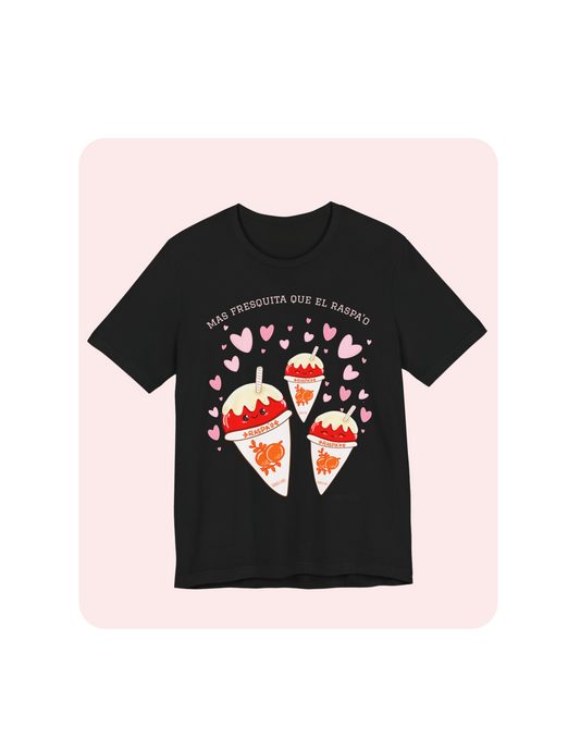 Camiseta negra de algodón con diseño panameño de raspao, impresión DTF, diseño original Petra y Lola, Más fresquita que el raspao
